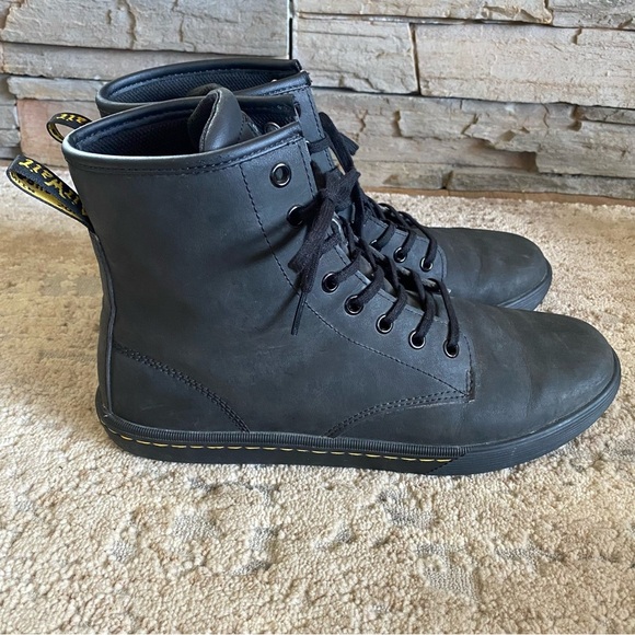 Dr. Marten Sheridan Softwair Nubuck Suede Leather Black Combat Boots High Tops - Picture 3 of 9